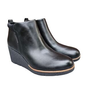 Black Wedge Ankle Boots Dr. Scholl's Berklie Size 10 Ankle Booties Side Zip